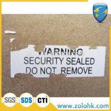 Etiqueta eletrônica autodestrutora de Shenzhen Etiqueta etiqueta de selo de segurança evidente